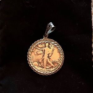 Silver Half Dollar made into pendant 1941